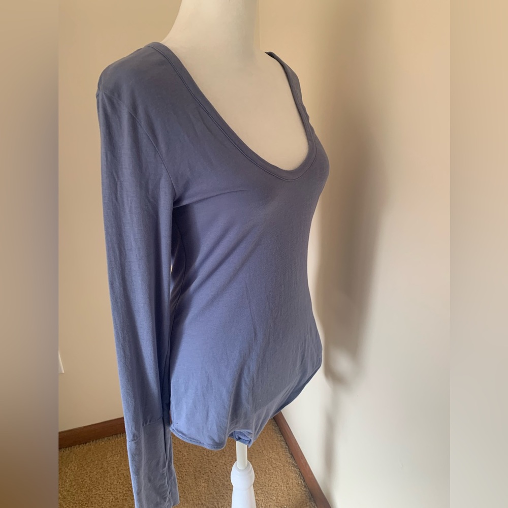 Free People Easy Peasy Bodysuit in Denim Blue with Snaps Size Medium NWT